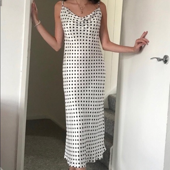 Zara Satin Polkadot Midi Slip Dress - Picture 6 of 13